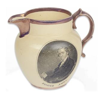 (WASHINGTON, GEORGE.) Pitcher depicting notable Federalist Congressman Fisher Ames.